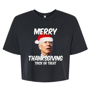 Merry Thanksgiving Trick Or Treat Funny Christmas Joe Biden Bella+Canvas Jersey Crop Tee