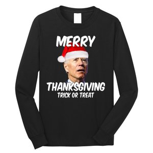 Merry Thanksgiving Trick Or Treat Funny Christmas Joe Biden Long Sleeve Shirt