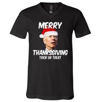 Merry Thanksgiving Trick Or Treat Funny Christmas Joe Biden V-Neck T-Shirt