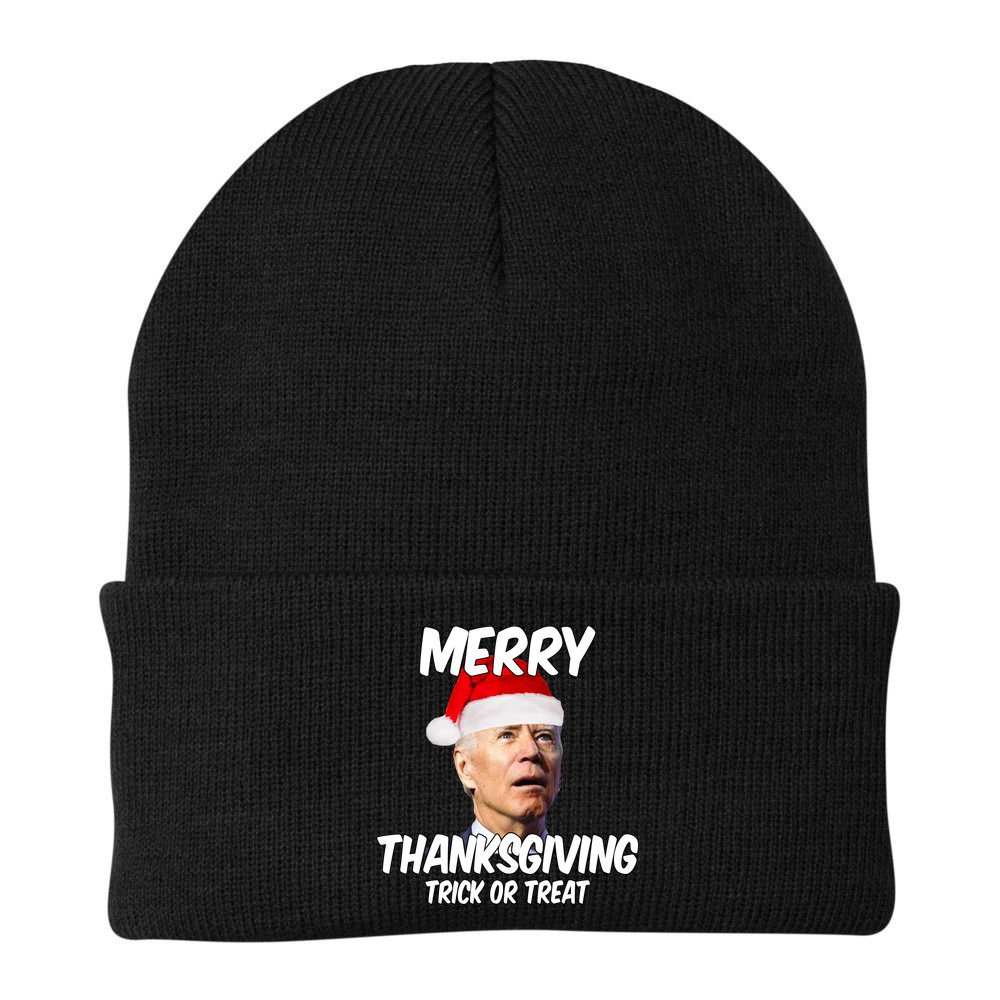 Merry Thanksgiving Trick Or Treat Funny Christmas Joe Biden Beanie