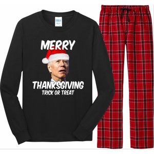 Merry Thanksgiving Trick Or Treat Funny Christmas Joe Biden Long Sleeve Pajama Set