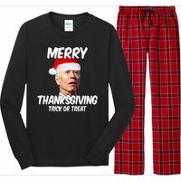 Merry Thanksgiving Trick Or Treat Funny Christmas Joe Biden Long Sleeve Pajama Set