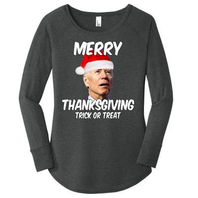 Merry Thanksgiving Trick Or Treat Funny Christmas Joe Biden Women's Perfect Tri Tunic Long Sleeve Shirt