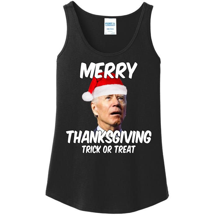 Merry Thanksgiving Trick Or Treat Funny Christmas Joe Biden Ladies Essential Tank