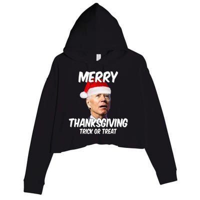 Merry Thanksgiving Trick Or Treat Funny Christmas Joe Biden Crop Fleece Hoodie