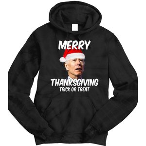 Merry Thanksgiving Trick Or Treat Funny Christmas Joe Biden Tie Dye Hoodie