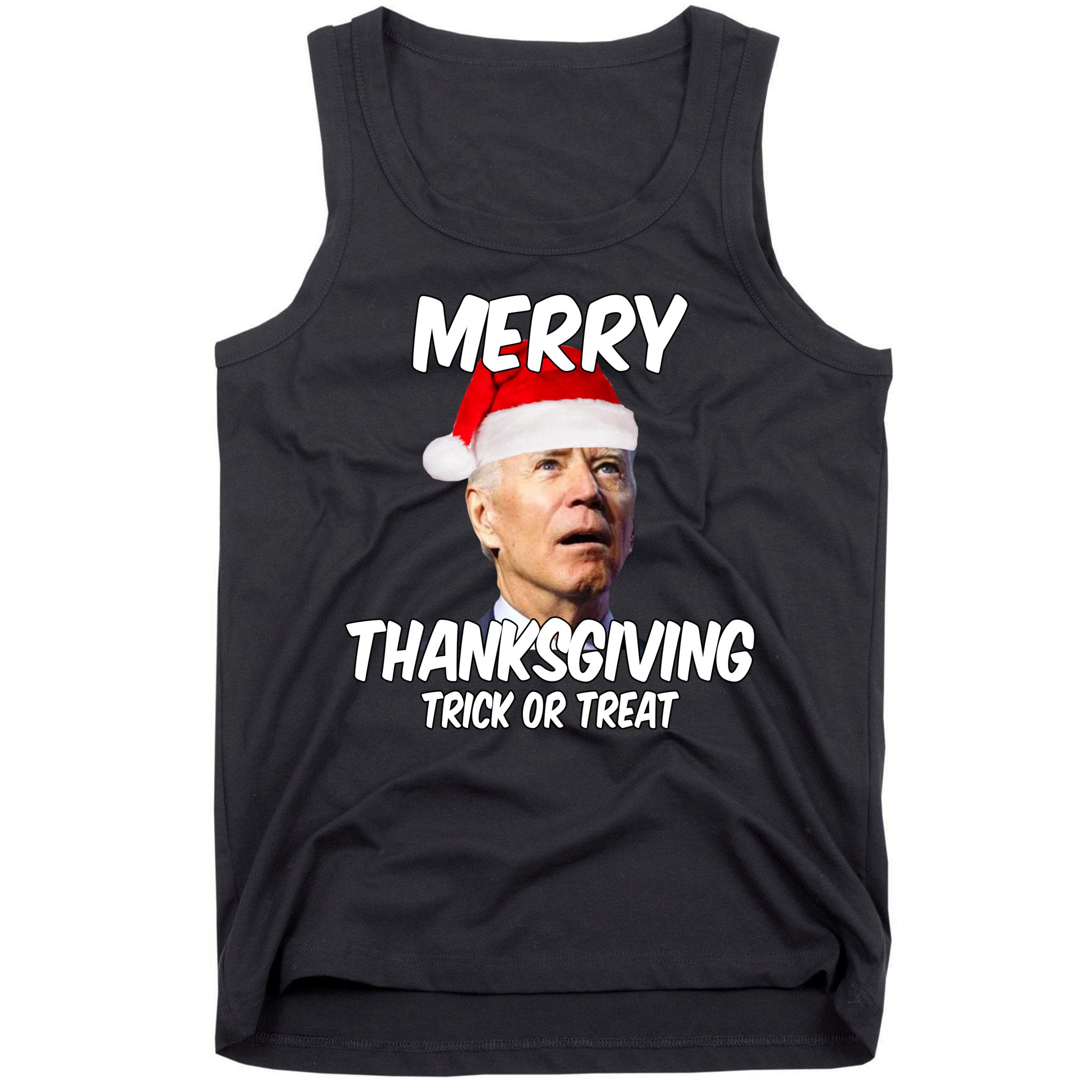 Merry Thanksgiving Trick Or Treat Funny Christmas Joe Biden Tank Top