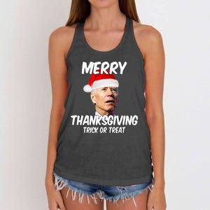 Merry Thanksgiving Trick Or Treat Funny Christmas Joe Biden Women's Knotted Racerback Tank