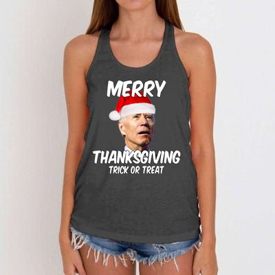 Merry Thanksgiving Trick Or Treat Funny Christmas Joe Biden Women's Knotted Racerback Tank