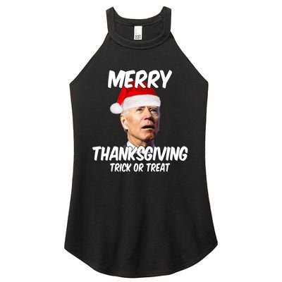 Merry Thanksgiving Trick Or Treat Funny Christmas Joe Biden Women's Perfect Tri Rocker Tank