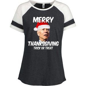 Merry Thanksgiving Trick Or Treat Funny Christmas Joe Biden Enza Ladies Jersey Colorblock Tee