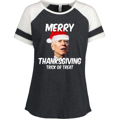 Merry Thanksgiving Trick Or Treat Funny Christmas Joe Biden Enza Ladies Jersey Colorblock Tee