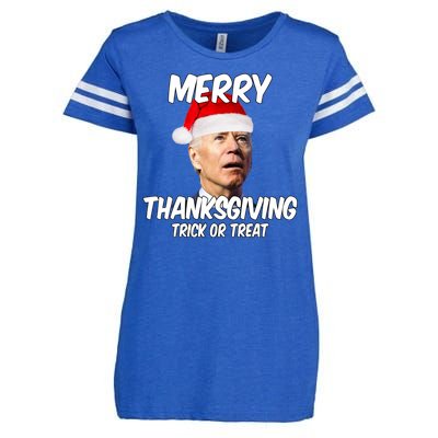 Merry Thanksgiving Trick Or Treat Funny Christmas Joe Biden Enza Ladies Jersey Football T-Shirt