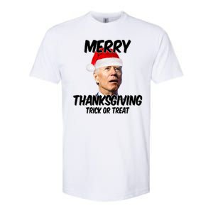 Merry Thanksgiving Trick Or Treat Funny Christmas Joe Biden Softstyle CVC T-Shirt