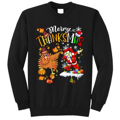 Merry Thanksmas Thanksgiving Christmas Turkey Santa Dabbing Sweatshirt