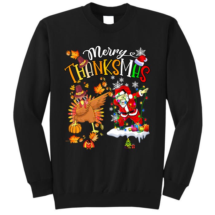 Merry Thanksmas Thanksgiving Christmas Turkey Santa Dabbing Sweatshirt