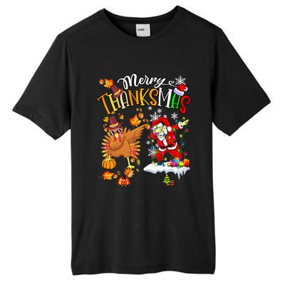 Merry Thanksmas Thanksgiving Christmas Turkey Santa Dabbing Tall Fusion ChromaSoft Performance T-Shirt