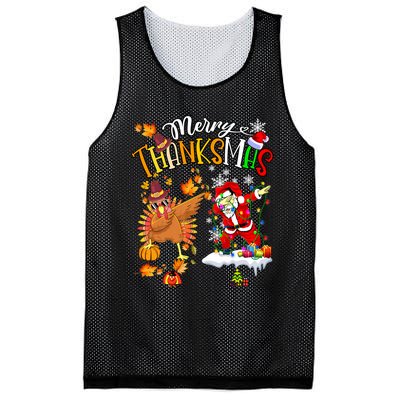 Merry Thanksmas Thanksgiving Christmas Turkey Santa Dabbing Mesh Reversible Basketball Jersey Tank