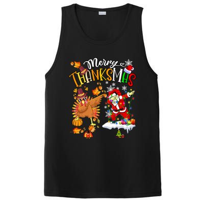 Merry Thanksmas Thanksgiving Christmas Turkey Santa Dabbing PosiCharge Competitor Tank