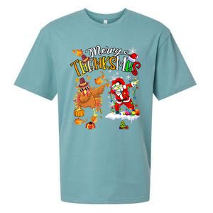 Merry Thanksmas Thanksgiving Christmas Turkey Santa Dabbing Sueded Cloud Jersey T-Shirt