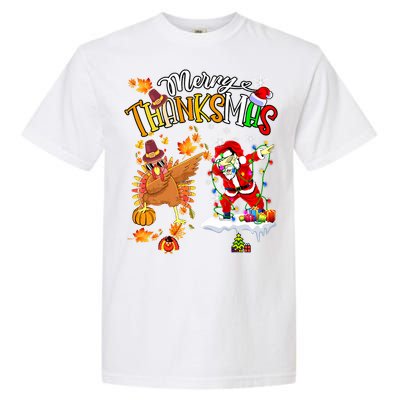 Merry Thanksmas Thanksgiving Christmas Turkey Santa Dabbing Garment-Dyed Heavyweight T-Shirt