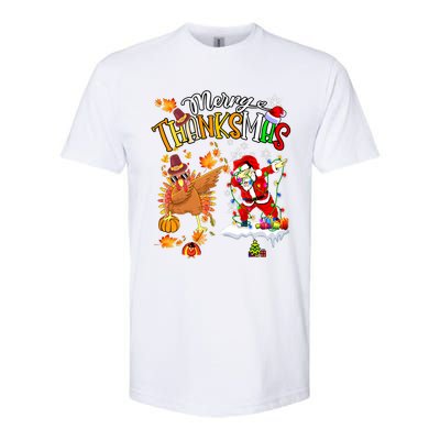 Merry Thanksmas Thanksgiving Christmas Turkey Santa Dabbing Softstyle CVC T-Shirt