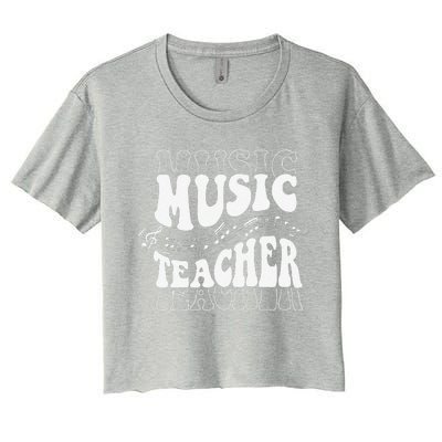 Music Teacher Teacher Life Love Music With Teacher Gifts Women's Crop Top Tee