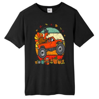 Monster Truck Turkey Sunset Retro Thanksgiving Tall Fusion ChromaSoft Performance T-Shirt