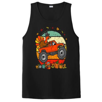 Monster Truck Turkey Sunset Retro Thanksgiving PosiCharge Competitor Tank