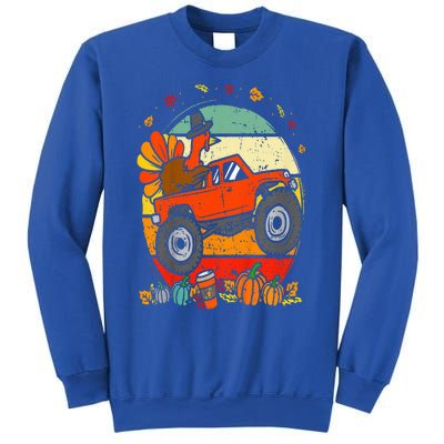 Monster Truck Turkey Sunset Retro Thanksgiving Sweatshirt