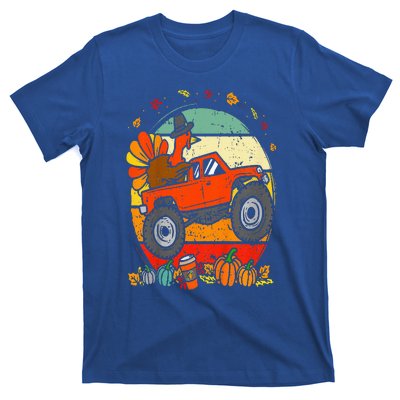 Monster Truck Turkey Sunset Retro Thanksgiving T-Shirt