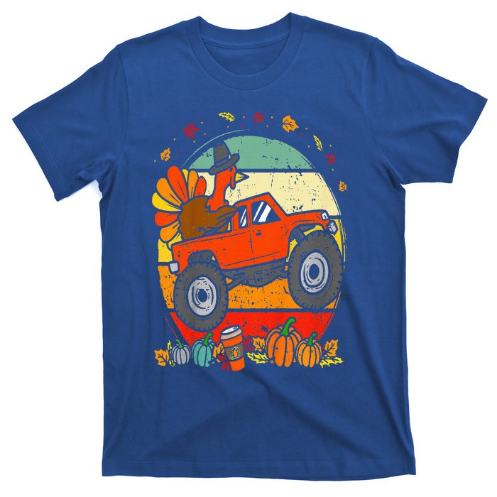 Monster Truck Turkey Sunset Retro Thanksgiving T-Shirt