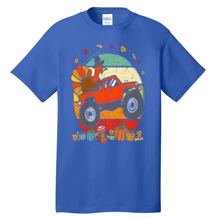 Monster Truck Turkey Sunset Retro Thanksgiving Tall T-Shirt