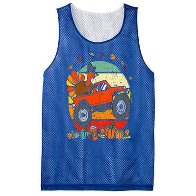 Monster Truck Turkey Sunset Retro Thanksgiving Mesh Reversible Basketball Jersey Tank