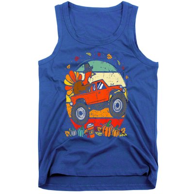 Monster Truck Turkey Sunset Retro Thanksgiving Tank Top