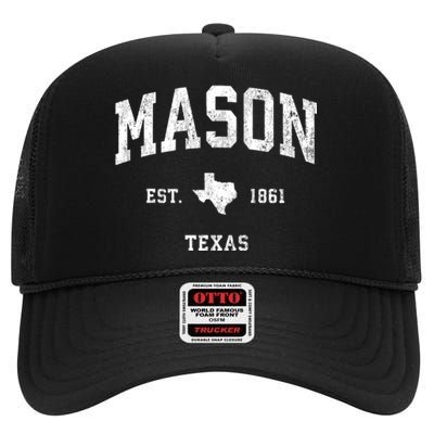 Mason Texas Tx Vintage Athletic Sports High Crown Mesh Back Trucker Hat