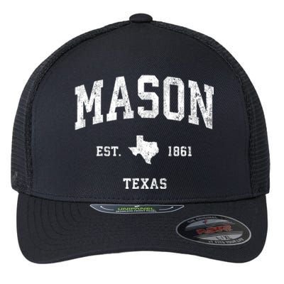 Mason Texas Tx Vintage Athletic Sports Flexfit Unipanel Trucker Cap