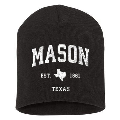 Mason Texas Tx Vintage Athletic Sports Short Acrylic Beanie