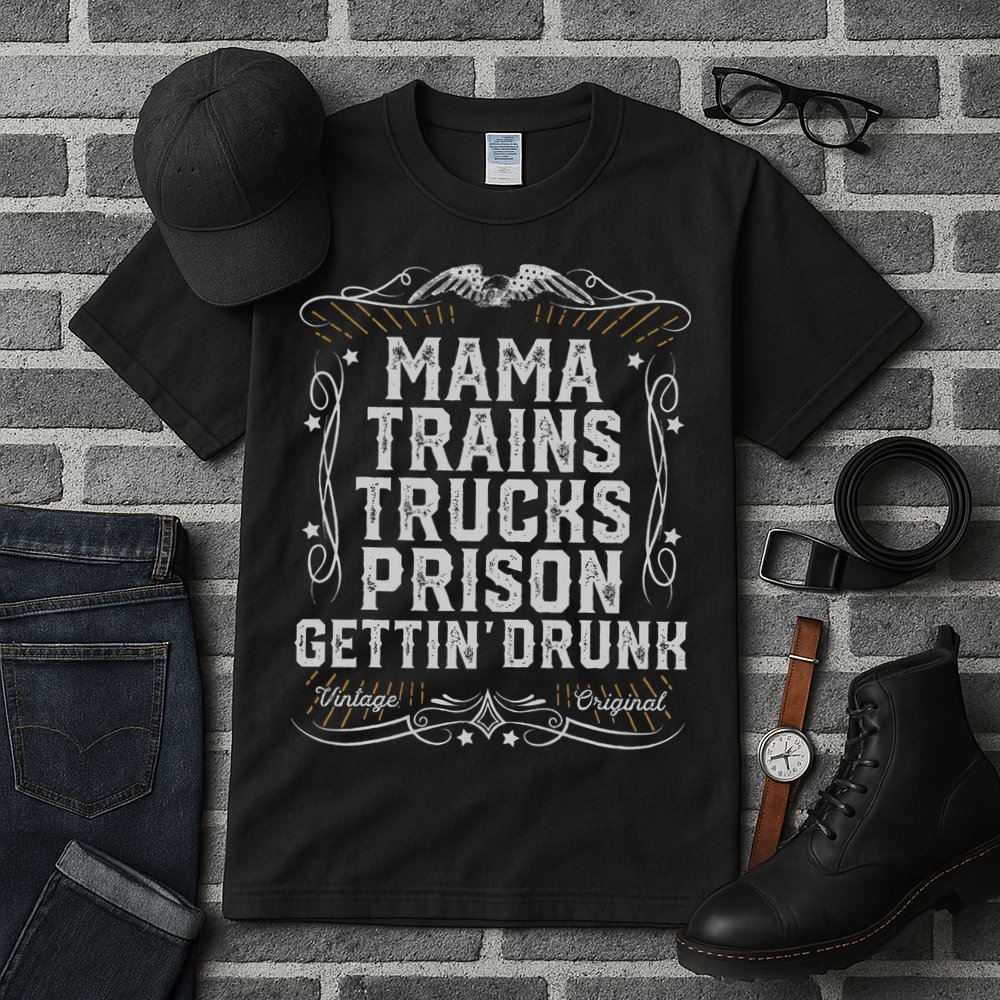 Mama Trains Trucks Prison Gettin Drunk Country Music Gift Tall T-Shirt