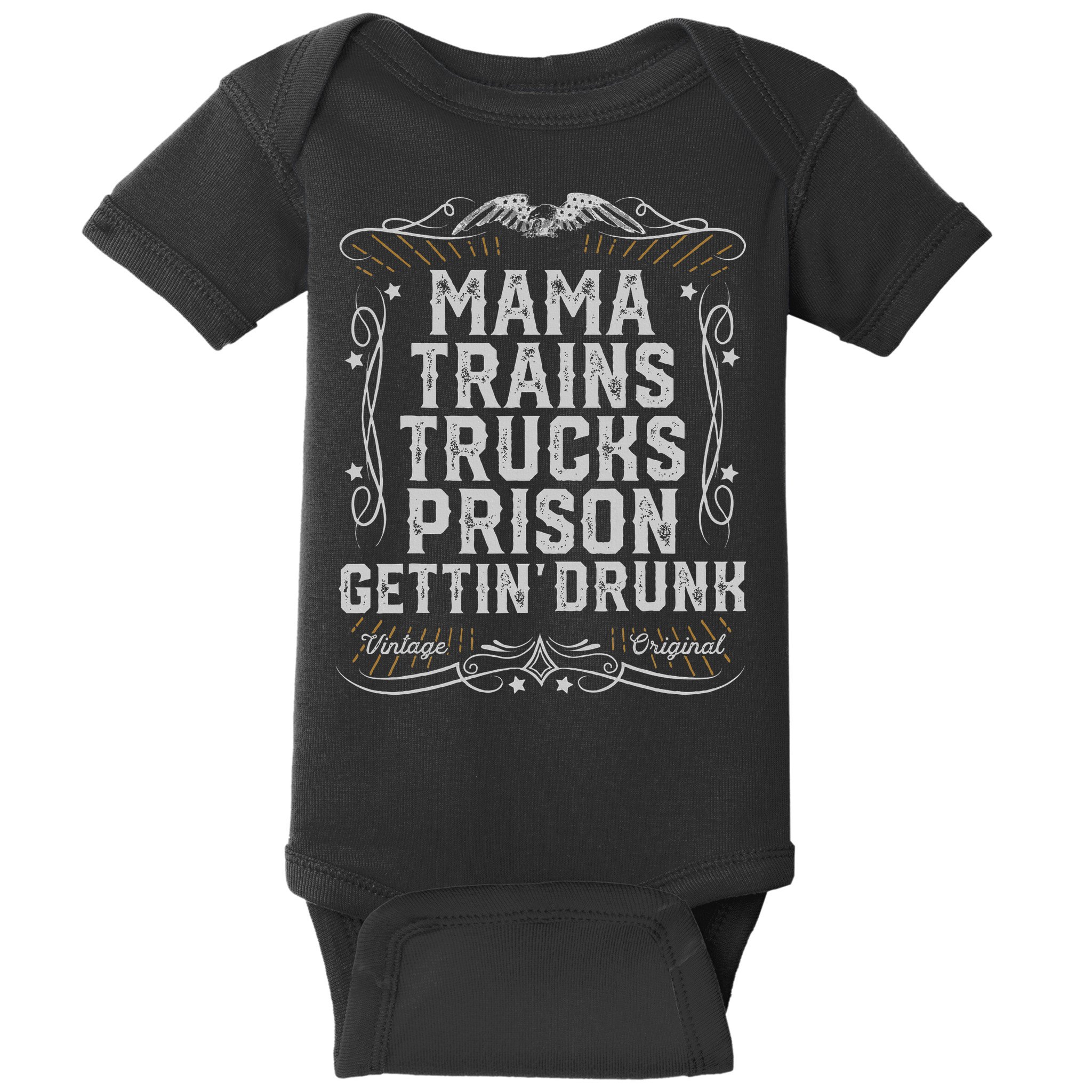 Mama Trains Trucks Prison Gettin Drunk Country Music Gift Baby Bodysuit