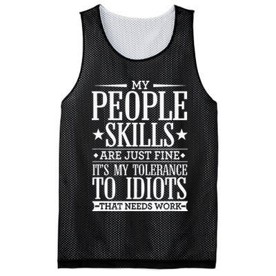 My Tolerance To Idiots Needs Work Funny Sarcasm Mesh Reversible Basketball Jersey Tank