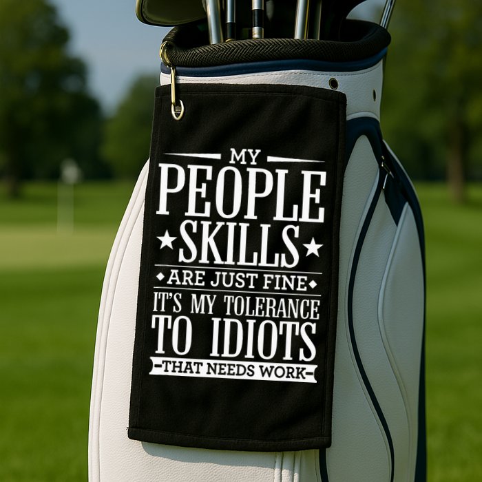 My Tolerance To Idiots Needs Work Funny Sarcasm Golf Towel