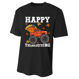 Monster Truck Turkey Happy Thanksgiving Performance Sprint T-Shirt