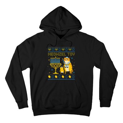 Meowzel Tov Ugly Hanukkah Sweater Cat Chanukah Jew Menorah Swea Hoodie