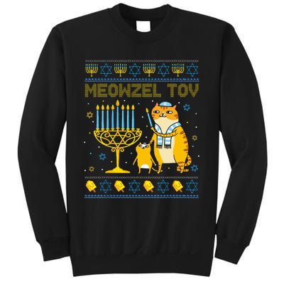 Meowzel Tov Ugly Hanukkah Sweater Cat Chanukah Jew Menorah Swea Sweatshirt