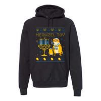 Meowzel Tov Ugly Hanukkah Sweater Cat Chanukah Jew Menorah Swea Premium Hoodie