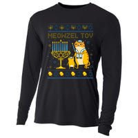 Meowzel Tov Ugly Hanukkah Sweater Cat Chanukah Jew Menorah Swea Cooling Performance Long Sleeve Crew