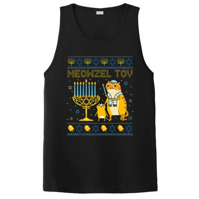 Meowzel Tov Ugly Hanukkah Sweater Cat Chanukah Jew Menorah Swea PosiCharge Competitor Tank