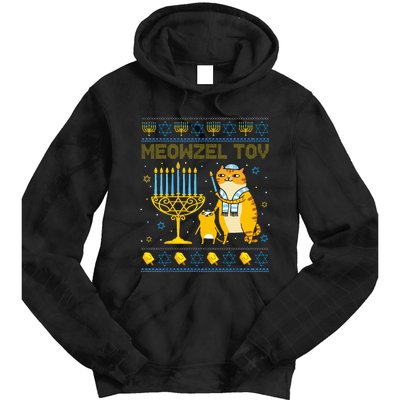 Meowzel Tov Ugly Hanukkah Sweater Cat Chanukah Jew Menorah Swea Tie Dye Hoodie