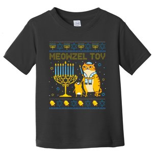 Meowzel Tov Ugly Hanukkah Sweater Cat Chanukah Jew Menorah Swea Toddler T-Shirt